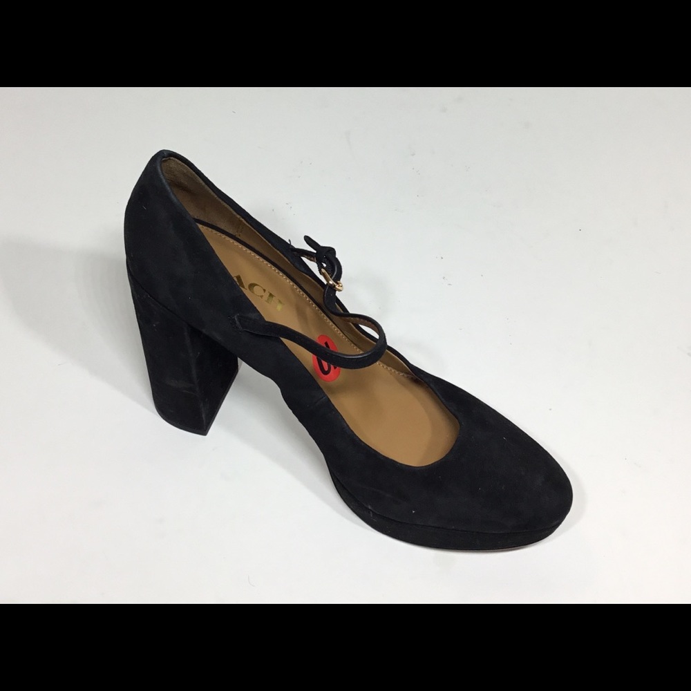 Coach Suede Black Goldie Mary Jane Platform Pumps. - Picture 3 of 7